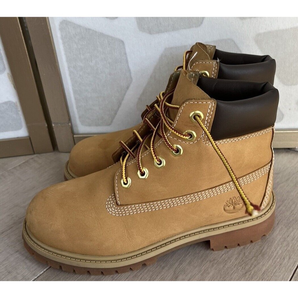 TIMBERLAND 6”PREMIUM CLASSIC Boots Big Boys Sz 2.5 Youth Nubuck Leather Chestnut